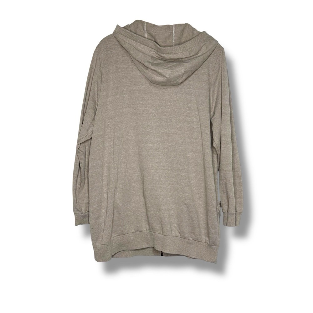Woman Within Womens 14/16 Hooded Full Zip Jacket Oatmeal Tan‎ Neutral Comfy - Picture 2 of 7